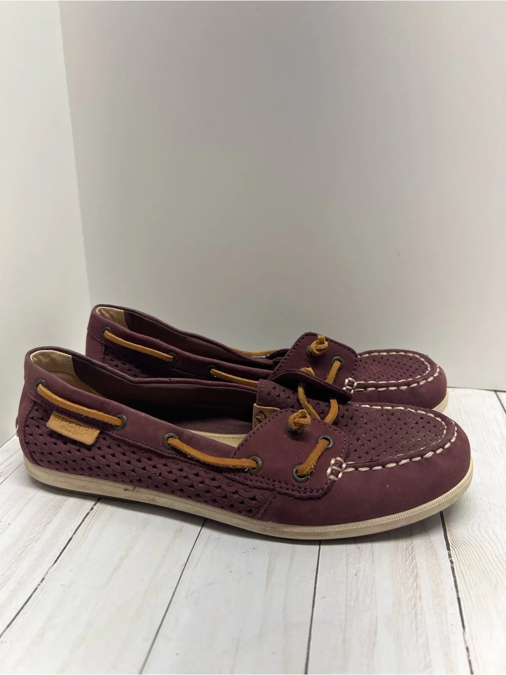 Sperry Top-Sider Coil Ivy Boat Shoes Grape Purple Leather Size 7.5